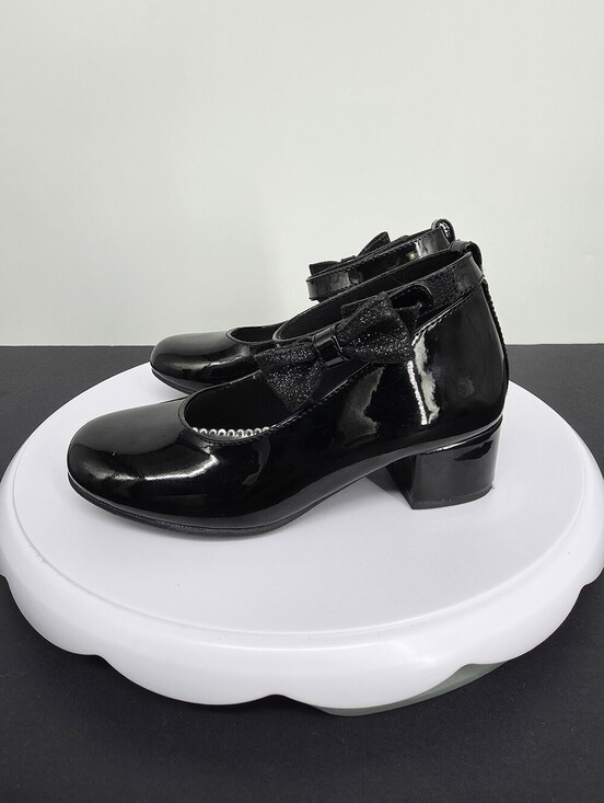 Rachel Shoes Other - Rachel Shoes Lil Janet Girls 11M Black Patent Mary Jane Dress Heel Bow 356501